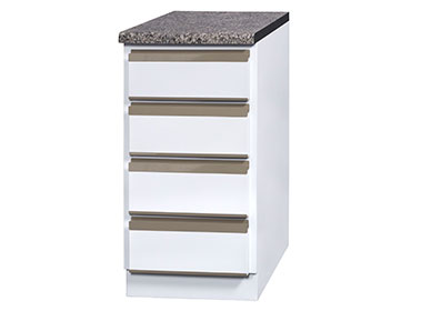 4 drawer single base unit with 32mm postform top